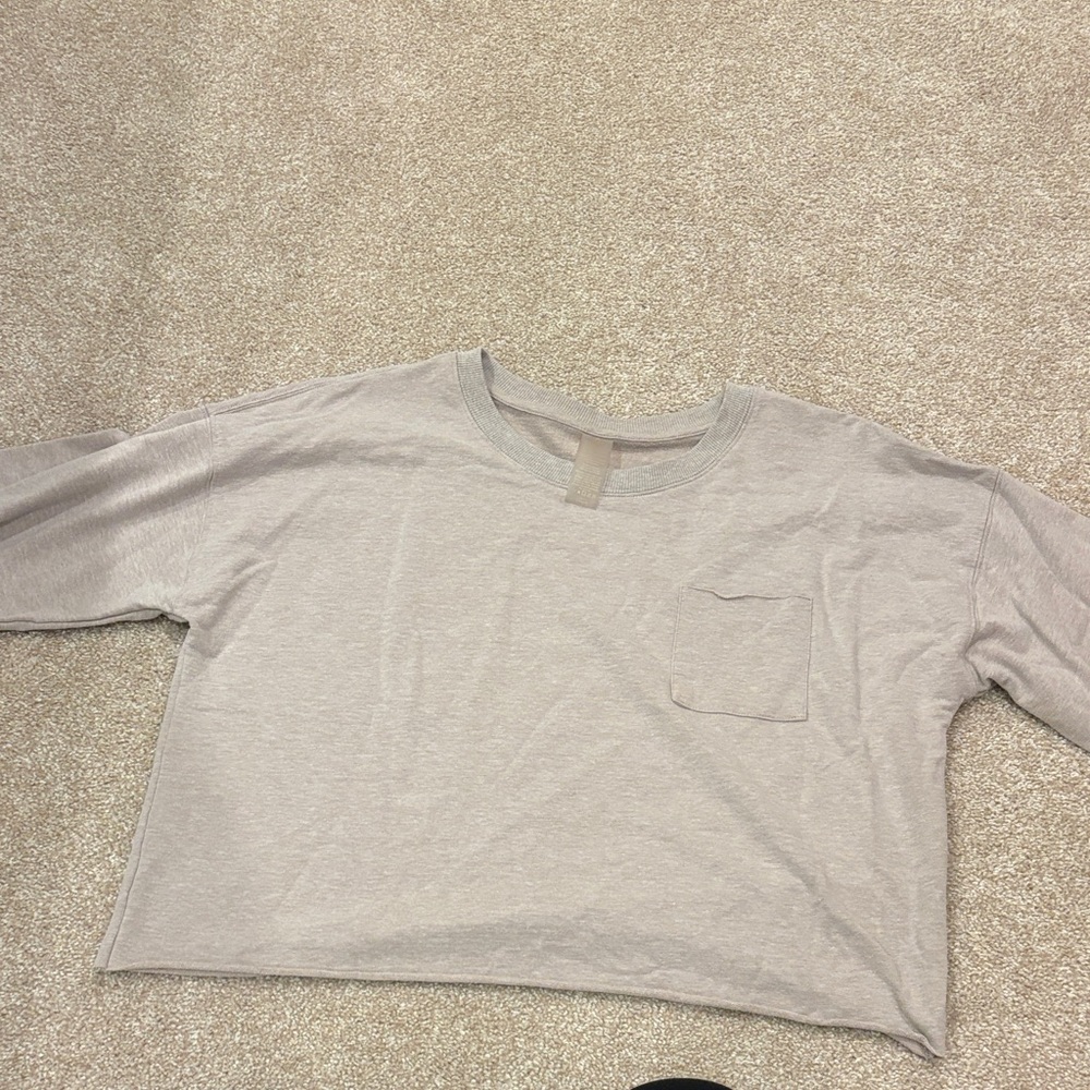 Gray Long Sleeve Crop Top